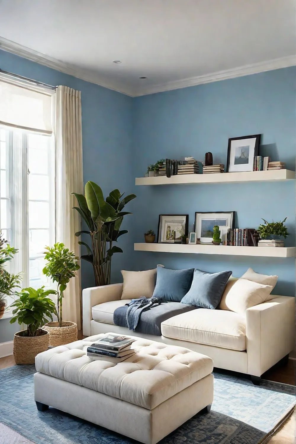 Light and airy living room with multifunctional furniture