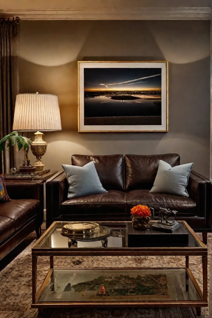 Living room with personal collections and travel mementos