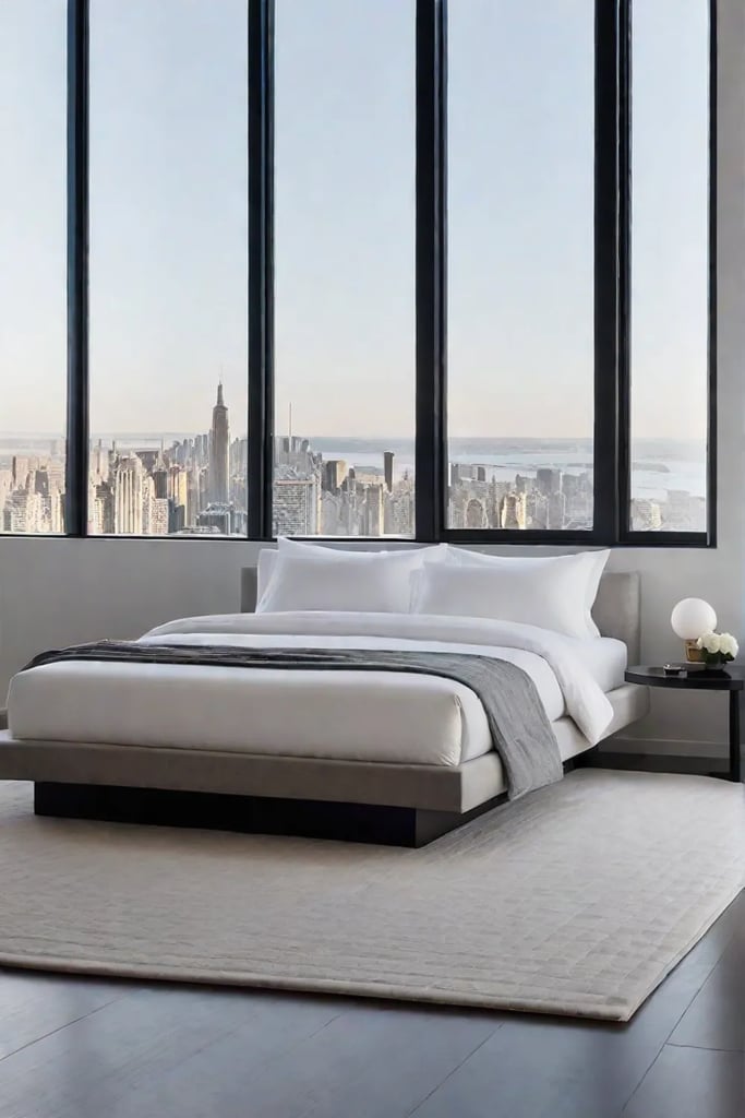 Minimalist bedroom design with a focus on open space and natural light