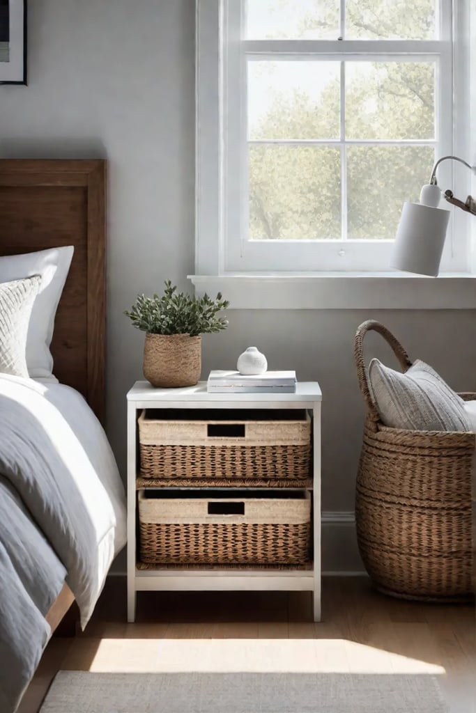 Minimalist bedroom with wooden furniture and natural light