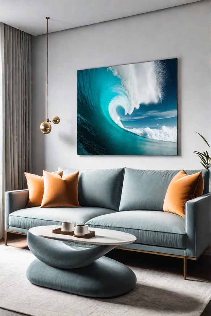 Minimalist living room with abstract art