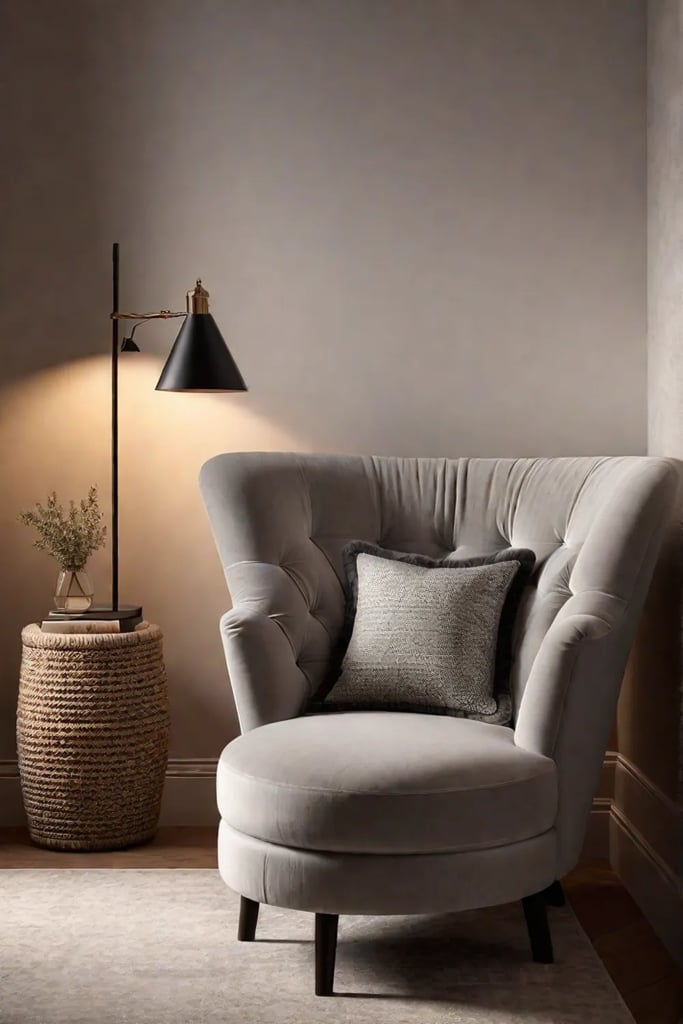 Minimalist reading nook with cozy armchair