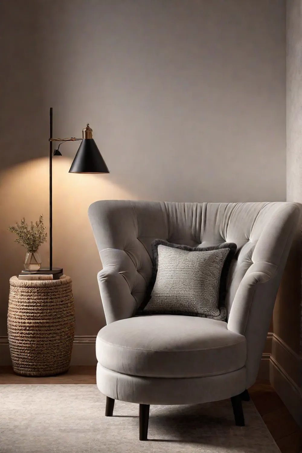 Minimalist reading nook with cozy armchair