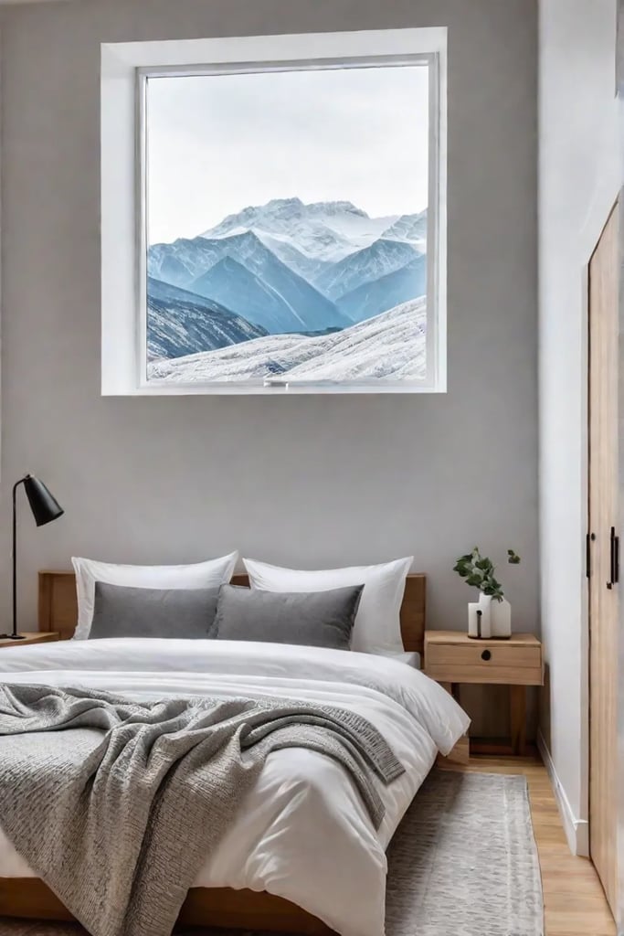 Minimalist small bedroom design with clean lines and a focus on functionality