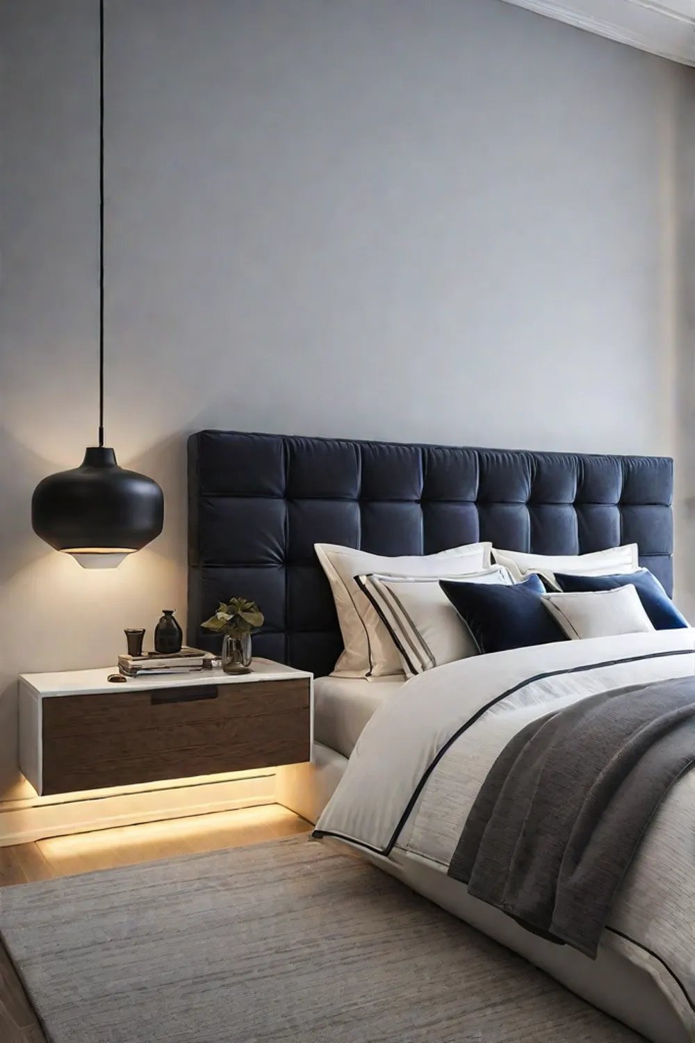 Minimalist small bedroom with multifunctional furniture and natural light