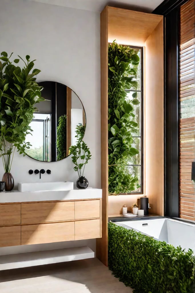 Minimalist spalike bathroom with natural light