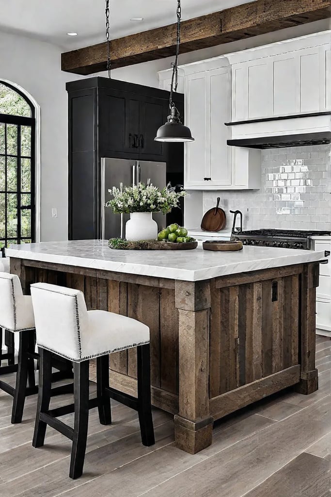 Modern farmhouse kitchen with black hardware