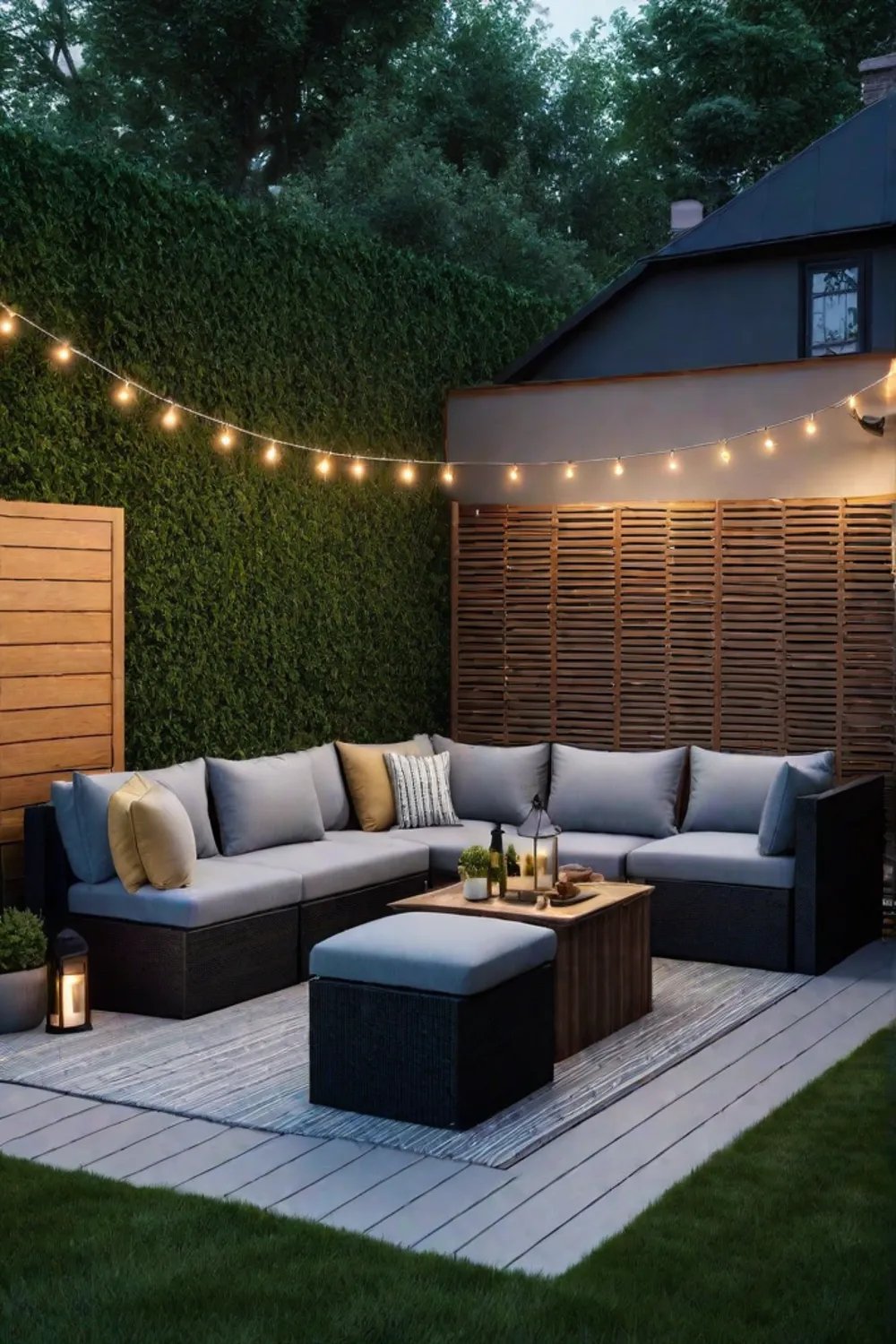 Multifunctional furniture in a small backyard setting