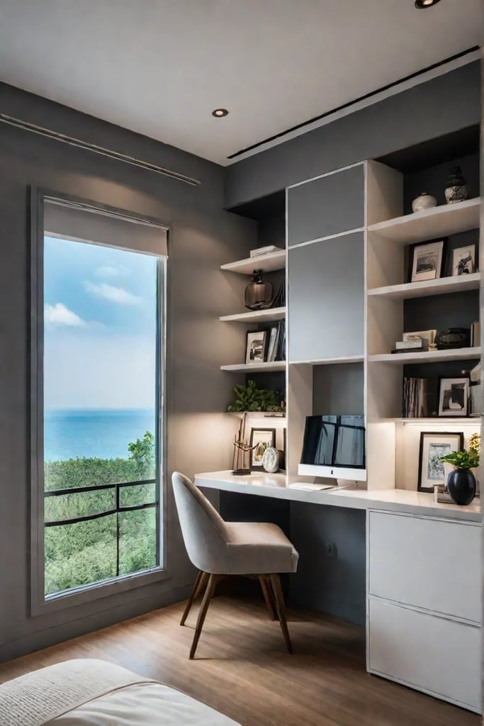 Multifunctional small bedroom with a Murphy bed and hidden storage