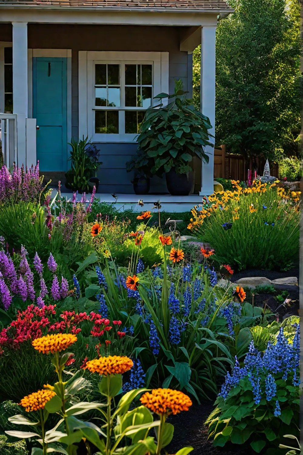 Native plant garden attracting pollinators