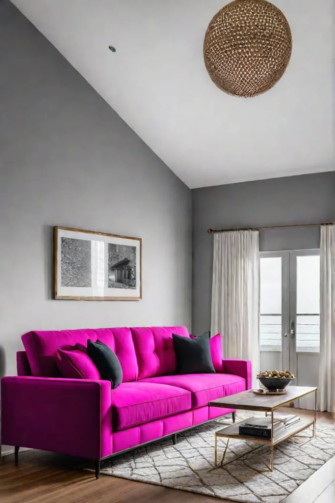 Neutral elements and natural materials harmonizing with vibrant colors