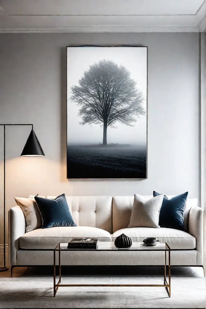 Neutral tones and contemporary art in modern living space