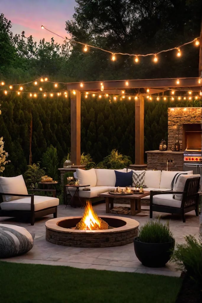Outdoor entertaining space with patio and fire pit