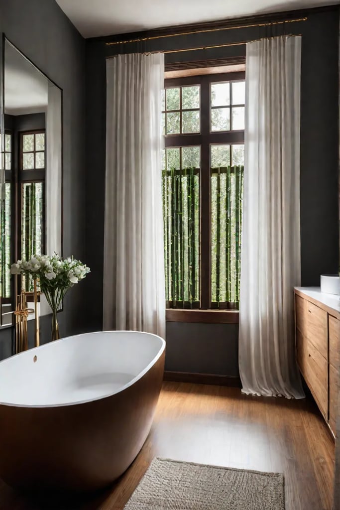 Peaceful bathroom with natural light and bamboo accents