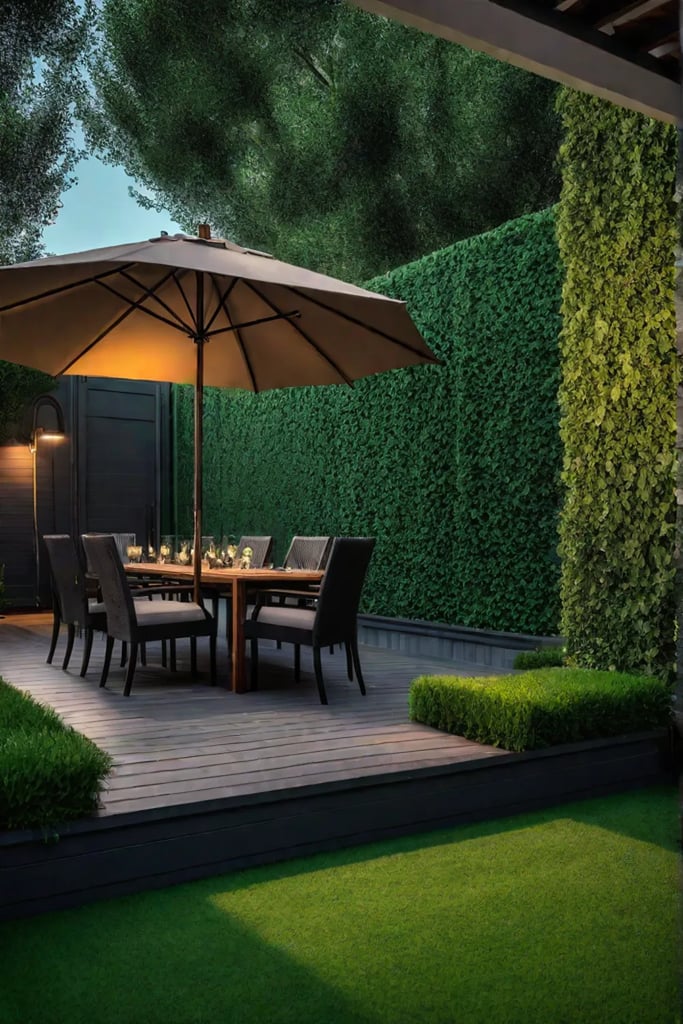 Privacyfocused landscaping in a small backyard