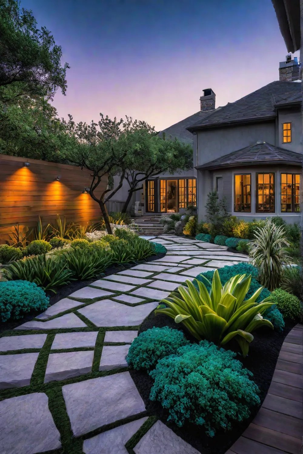 Reduced Lawn Backyard Landscape