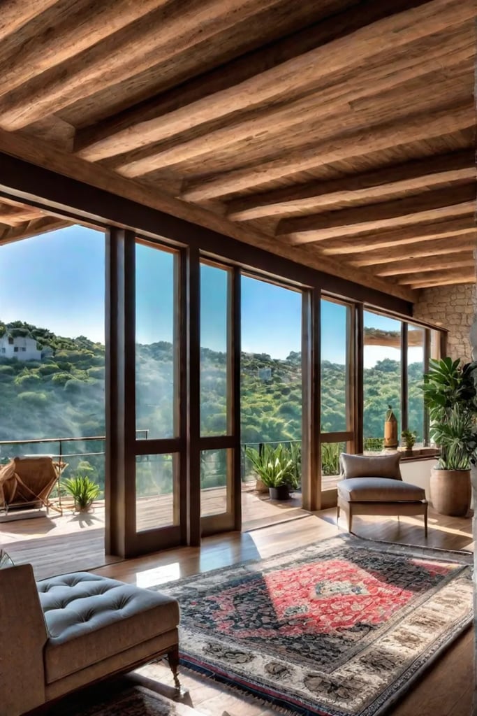 Serene space connecting with the outdoors through natural elements