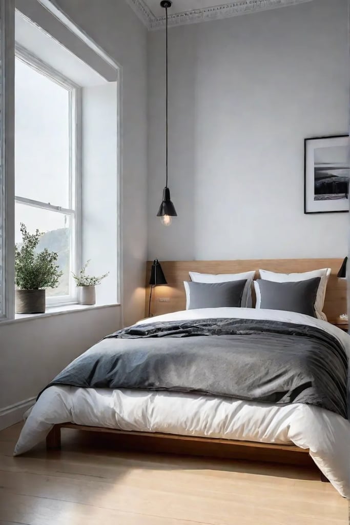 Small bedroom design with light colors and minimalist furniture