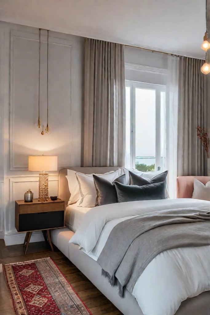 Soft lighting and cozy textures in a relaxing bedroom design