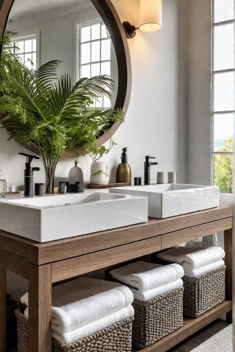 Stylish open shelving in a bathroom