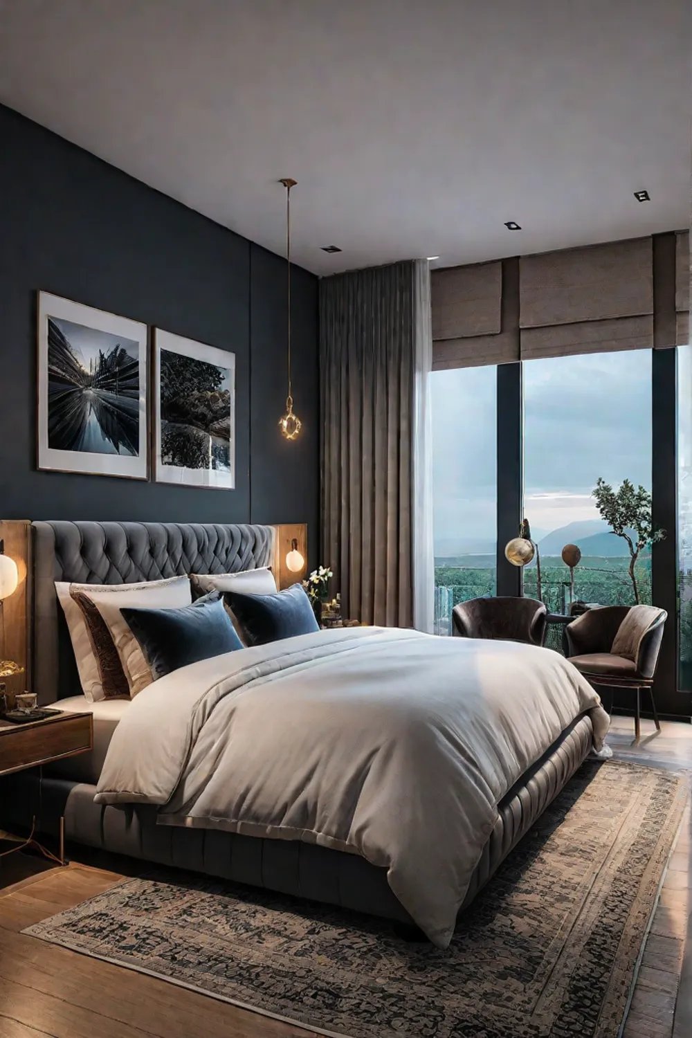 Textured bedroom with velvet fur and linen