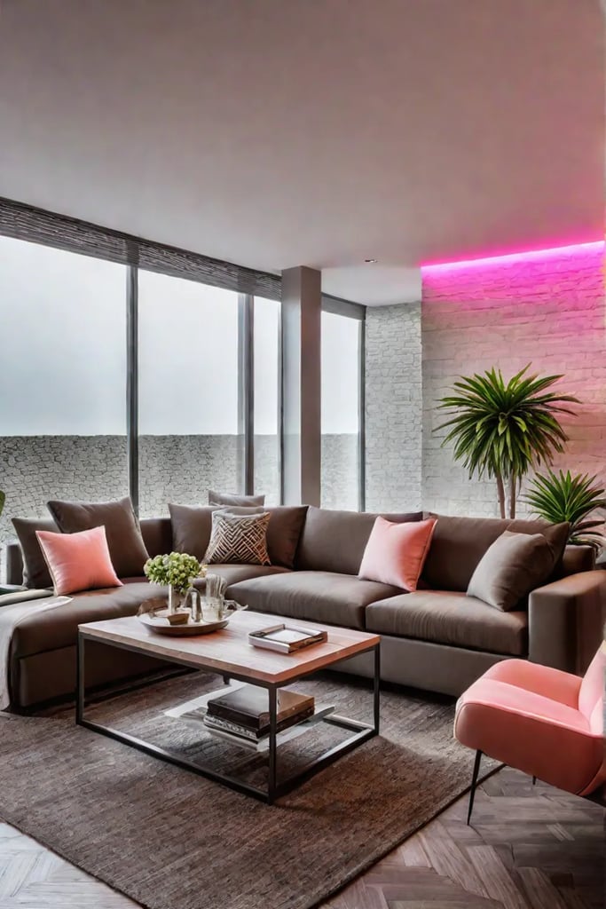 Unconventional color scheme with pops of neon pink and green