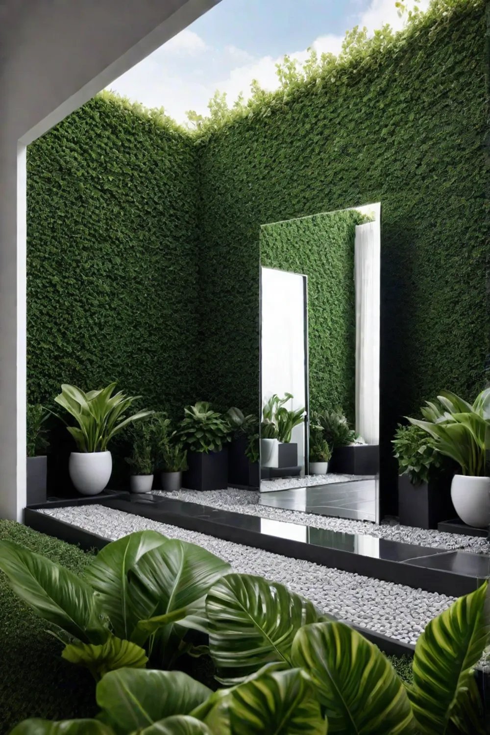 Visual trickery with mirrors in a compact outdoor area