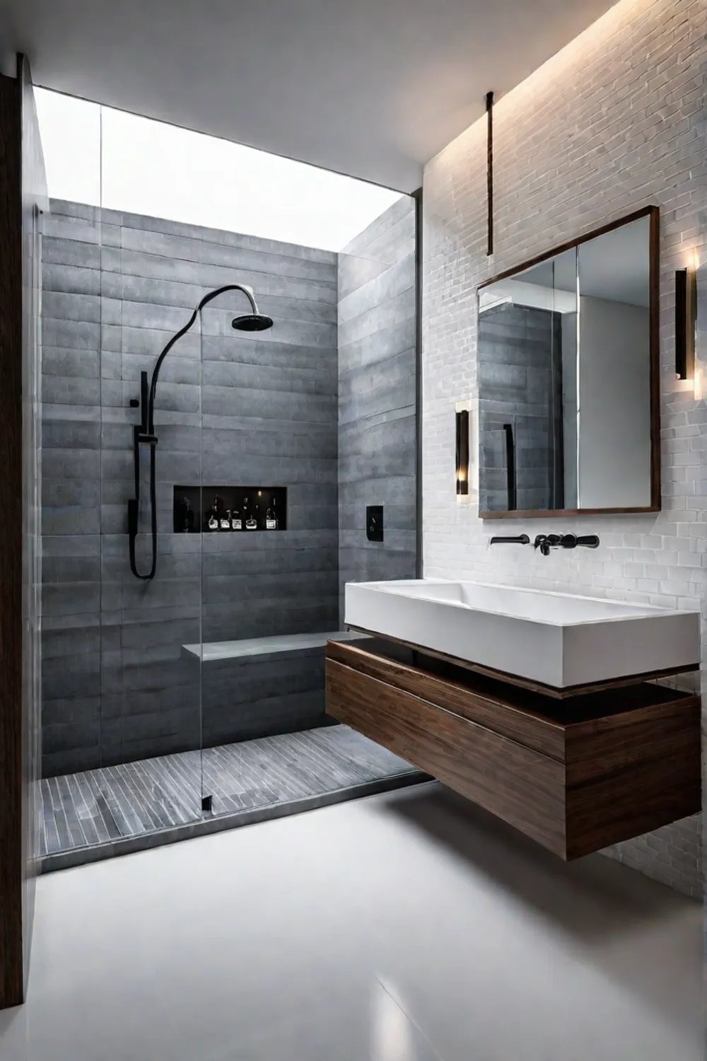 Wallmounted storage complementing bathroom design