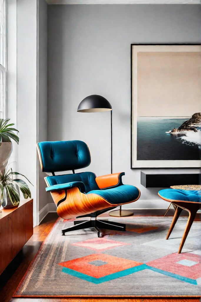 A midcentury bedroom that embraces color and pattern to create a lively and energetic atmosphere