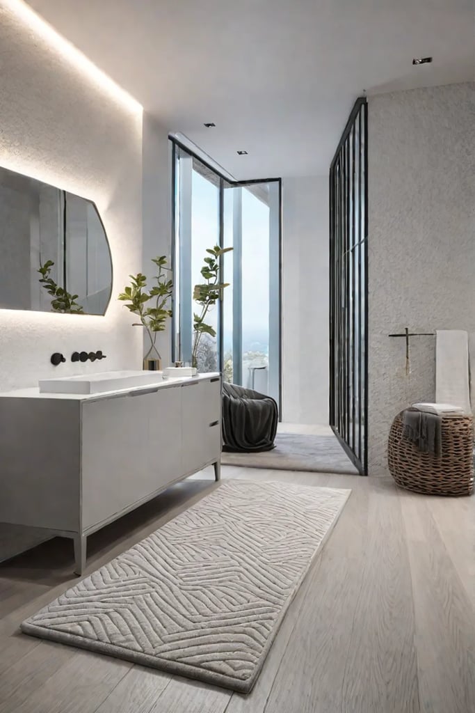 Calming bathroom plush rug