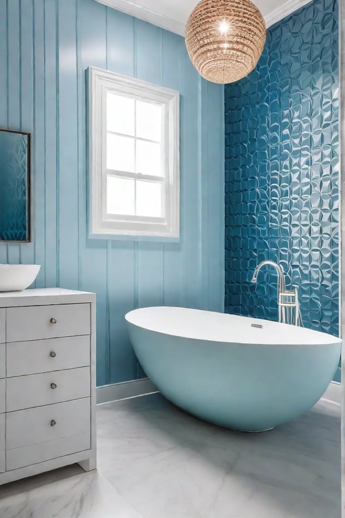 Coastal bathroom with durable vinyl sheet flooring