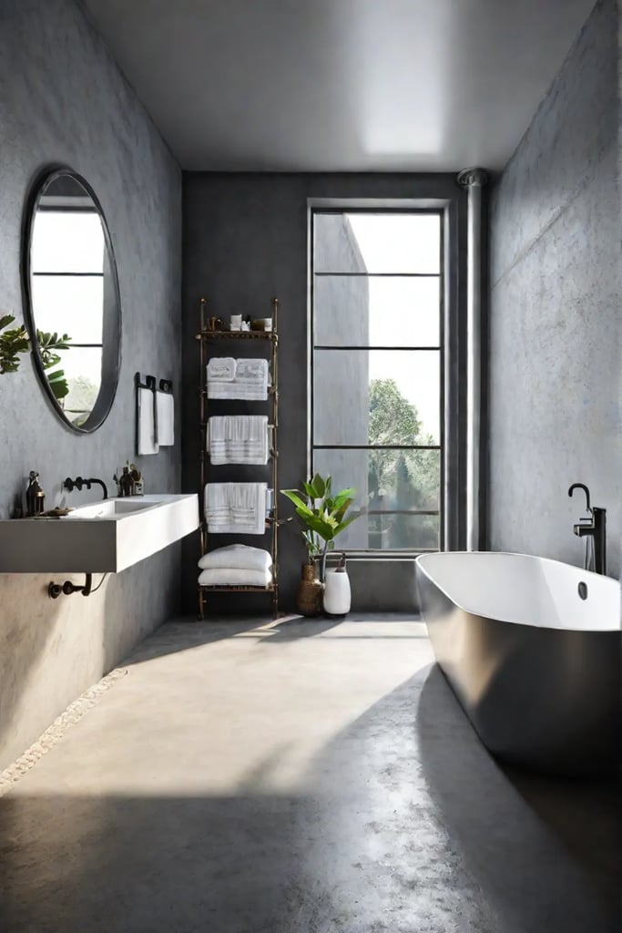 Durable and stylish concrete flooring for bathrooms