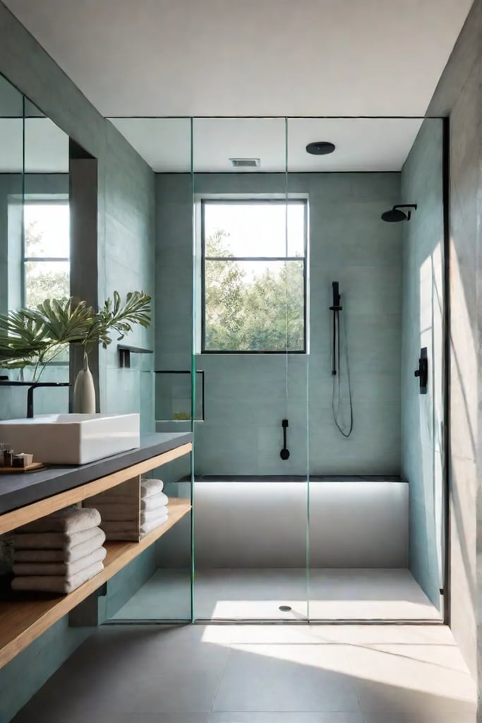 Ecofriendly linoleum flooring in a modern bathroom