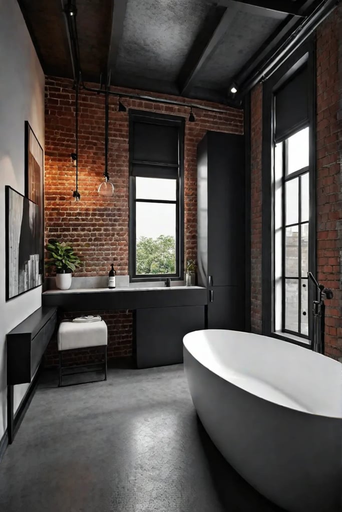 Industrial bathroom concrete flooring minimalist design