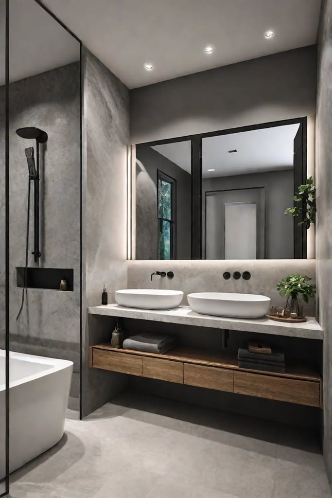 Luxurious bathroom with porcelain tile flooring