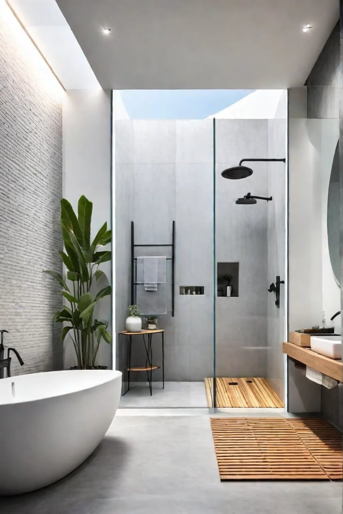 Minimalist bathroom bamboo accents