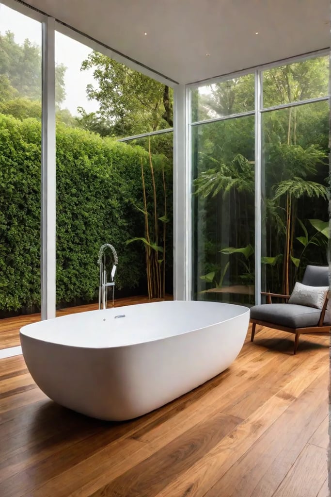 Modern bathroom cork flooring natural light