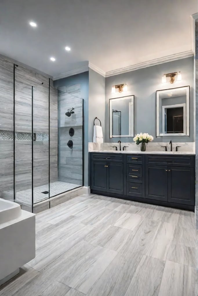 Modern bathroom durable flooring stylish interior