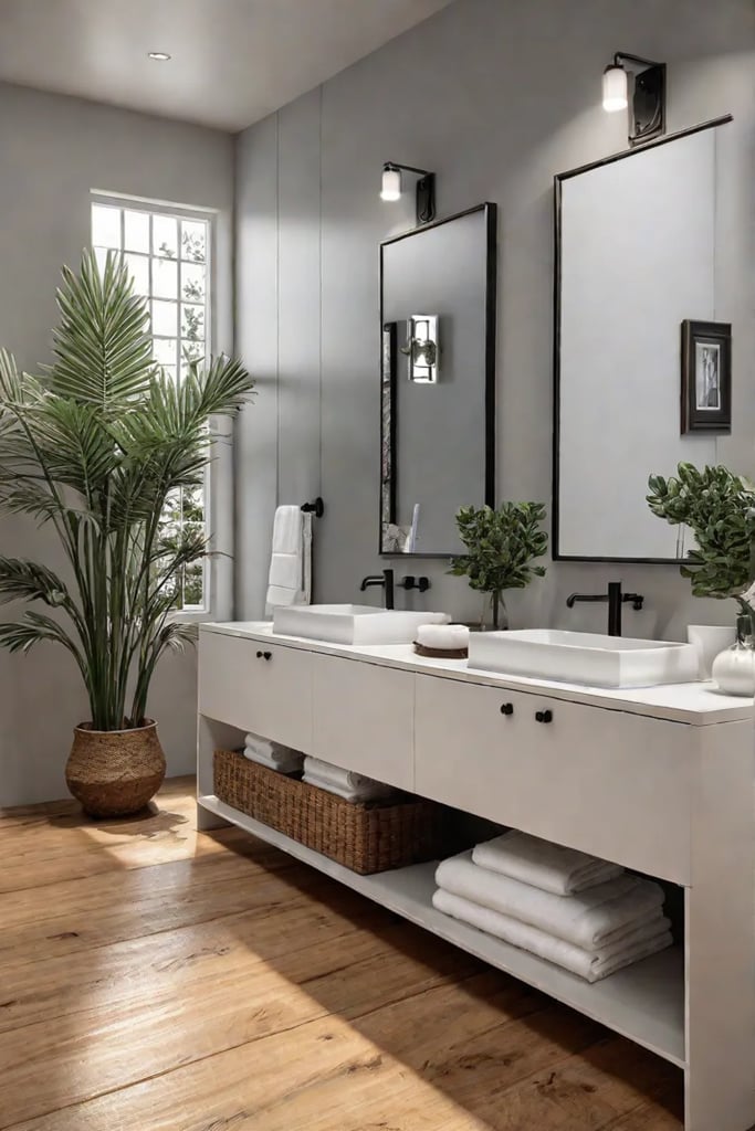 Rustic bathroom with ecofriendly cork flooring