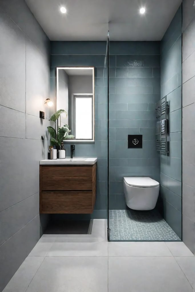 Small bathroom with large format tiles