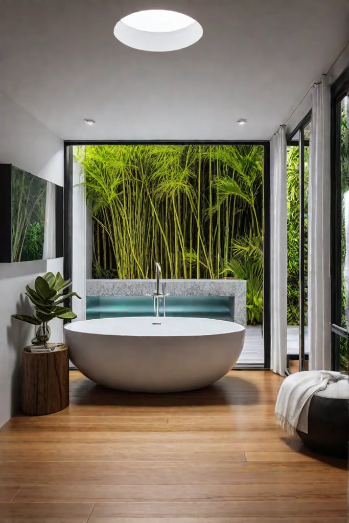 Sustainable bathroom flooring with natural bamboo