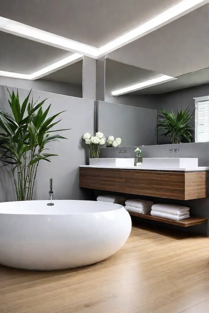 Sustainable bathroom natural materials serene atmosphere