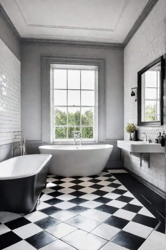 Timeless bathroom design with checkerboard tile