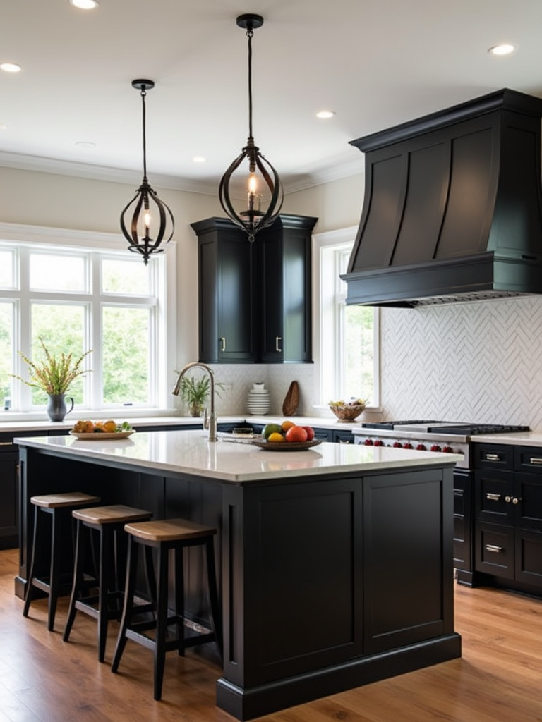 Versatile and stylish kitchen showcasing the enduring appeal of black kitchen islands across various design styles.