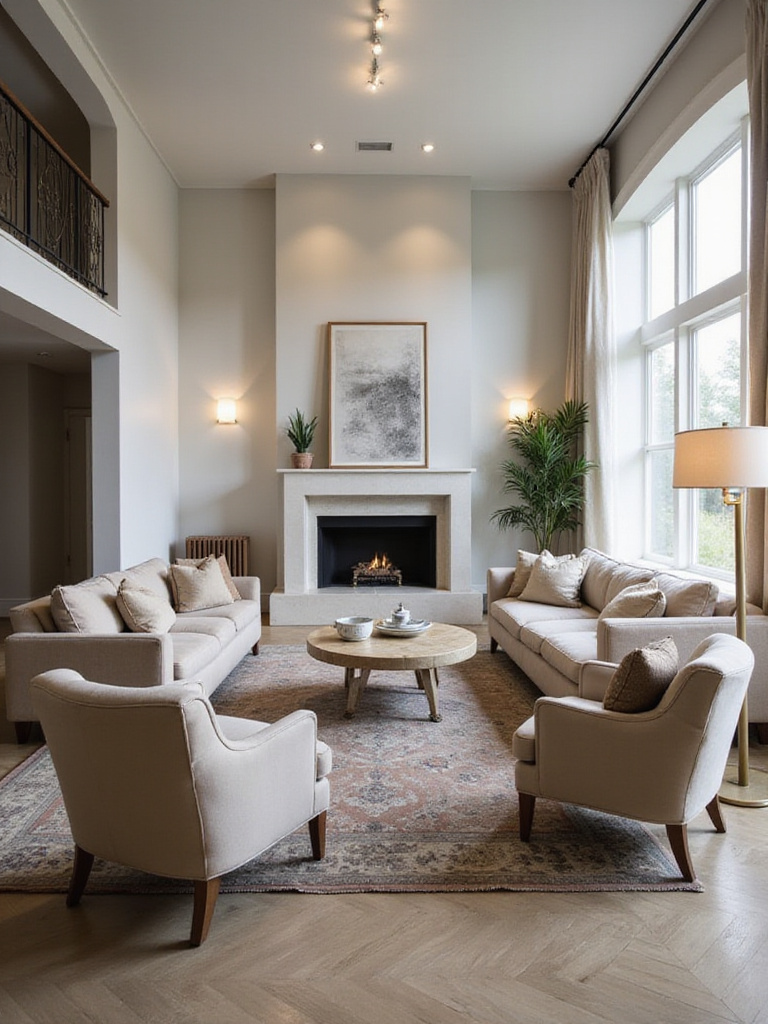 Living room with furniture arranged for flow and conversation
