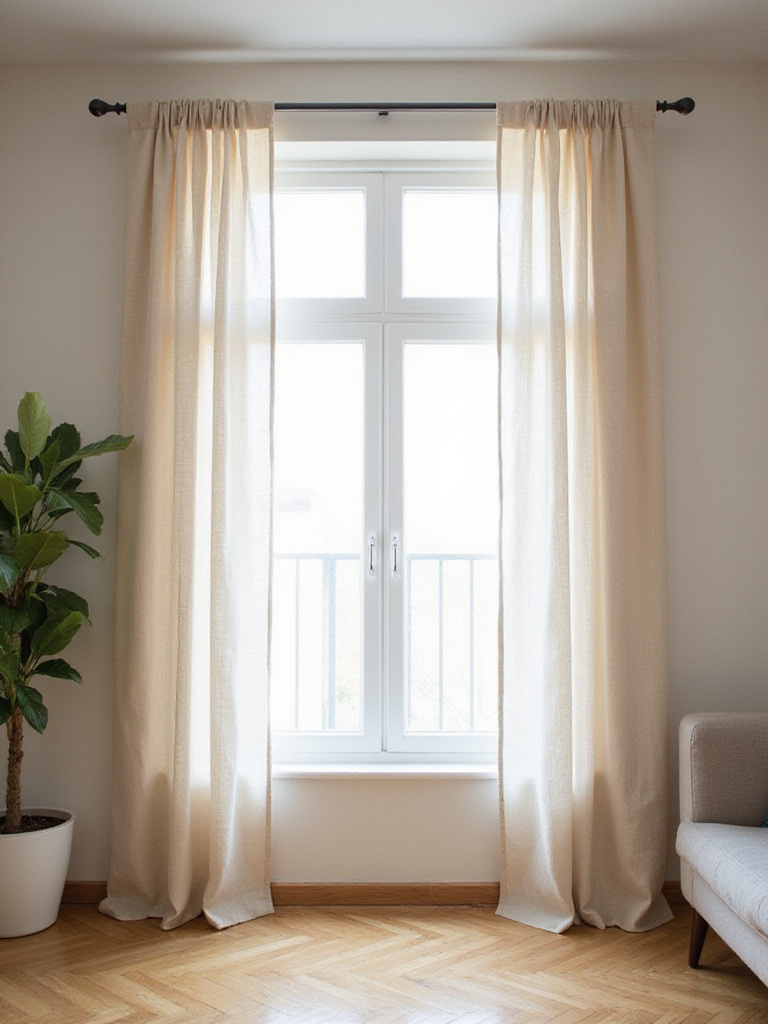 Affordable and stylish neutral living room curtains.