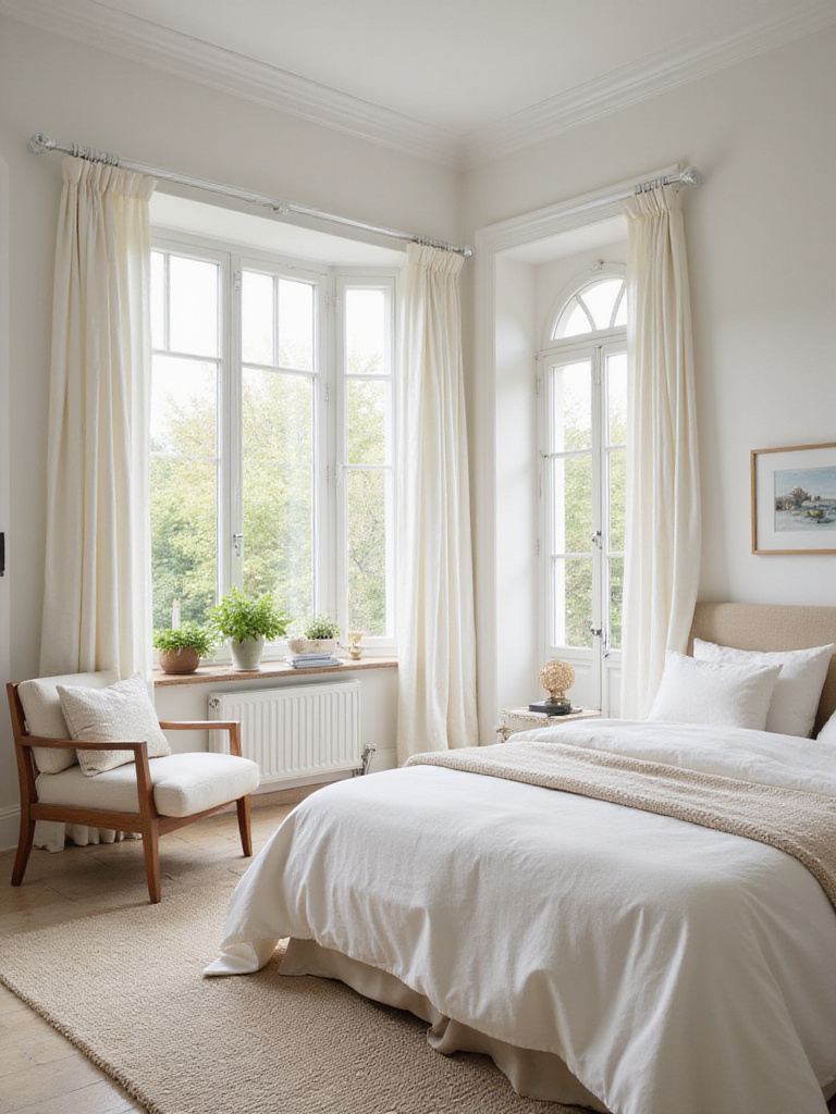 Serene and uncluttered bedroom interior with minimal furnishings and soft, natural light.