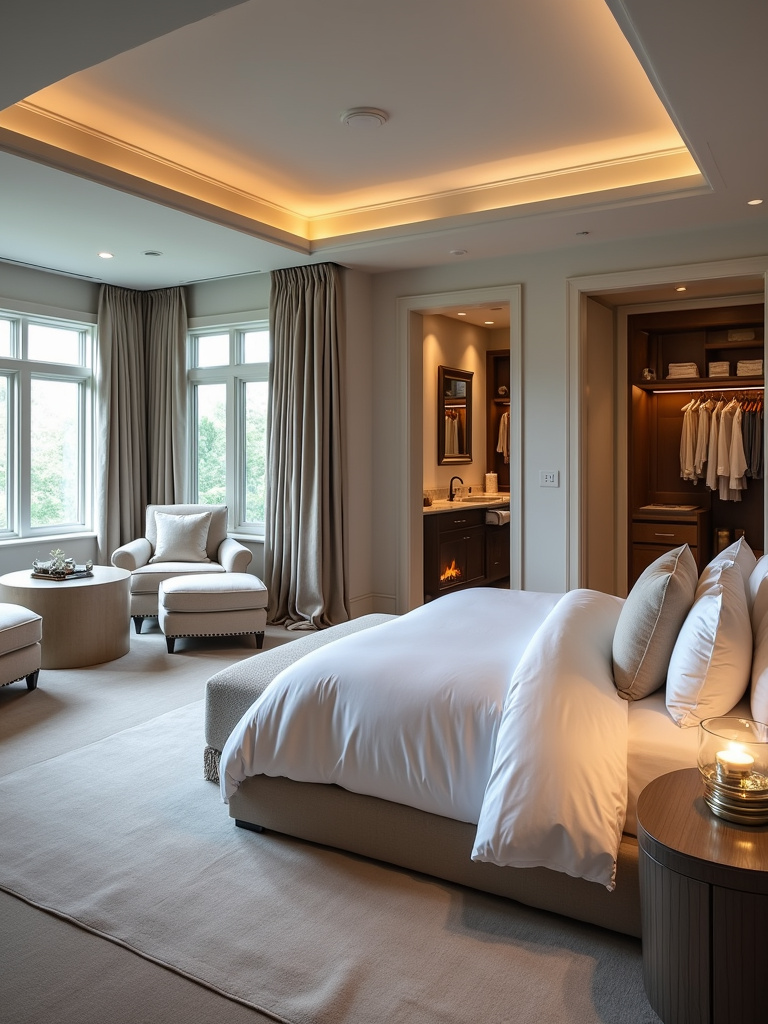 Luxurious Master Suite Interior Design with Ensuite Bathroom and Sitting Area