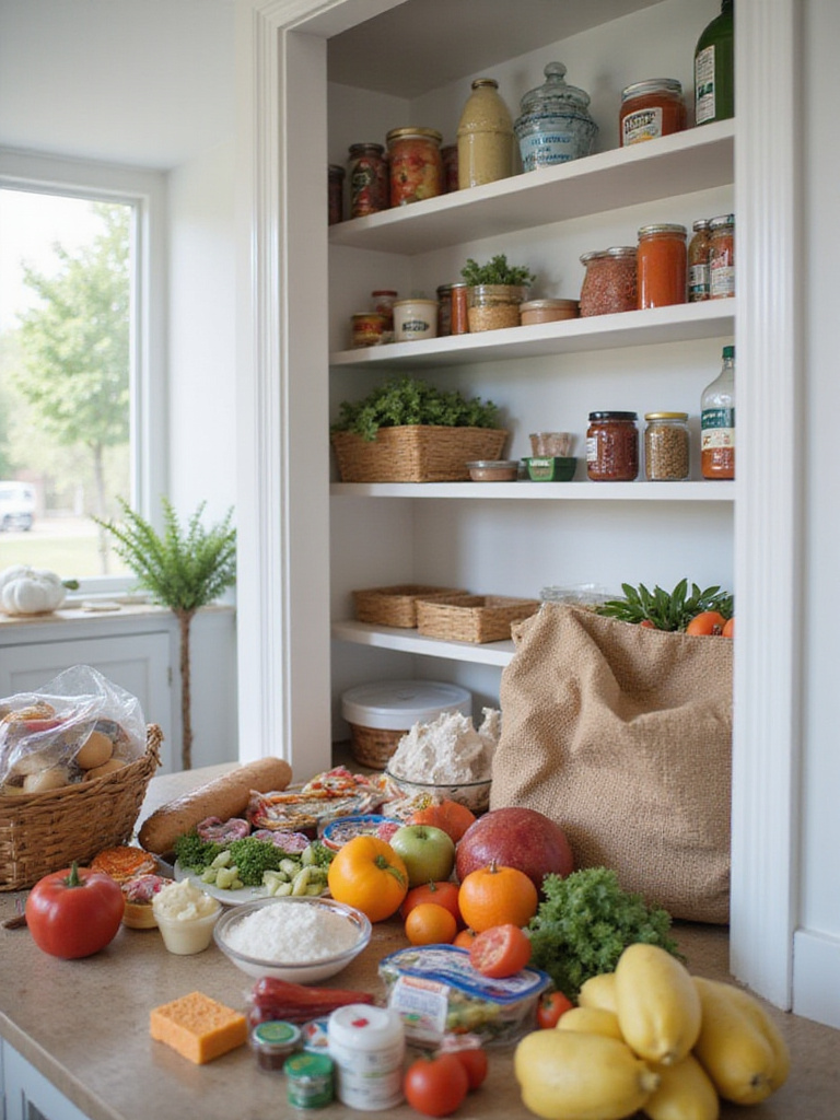 Emptying a pantry to begin the decluttering process.