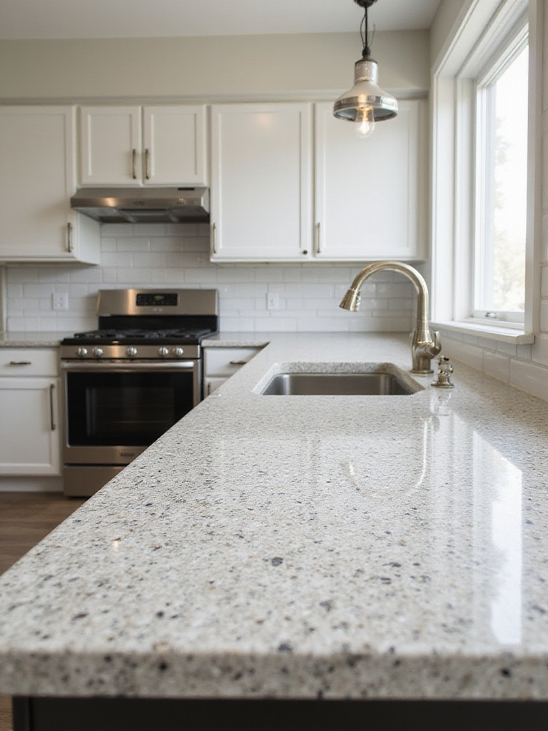 Modern kitchen with stylish and affordable granite-look laminate countertops